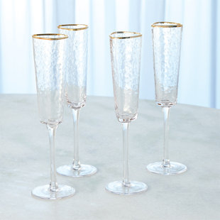 Set of 4 MyGift 9 oz Champagne Flute Ombre Rose Gold Stemware Glasses 