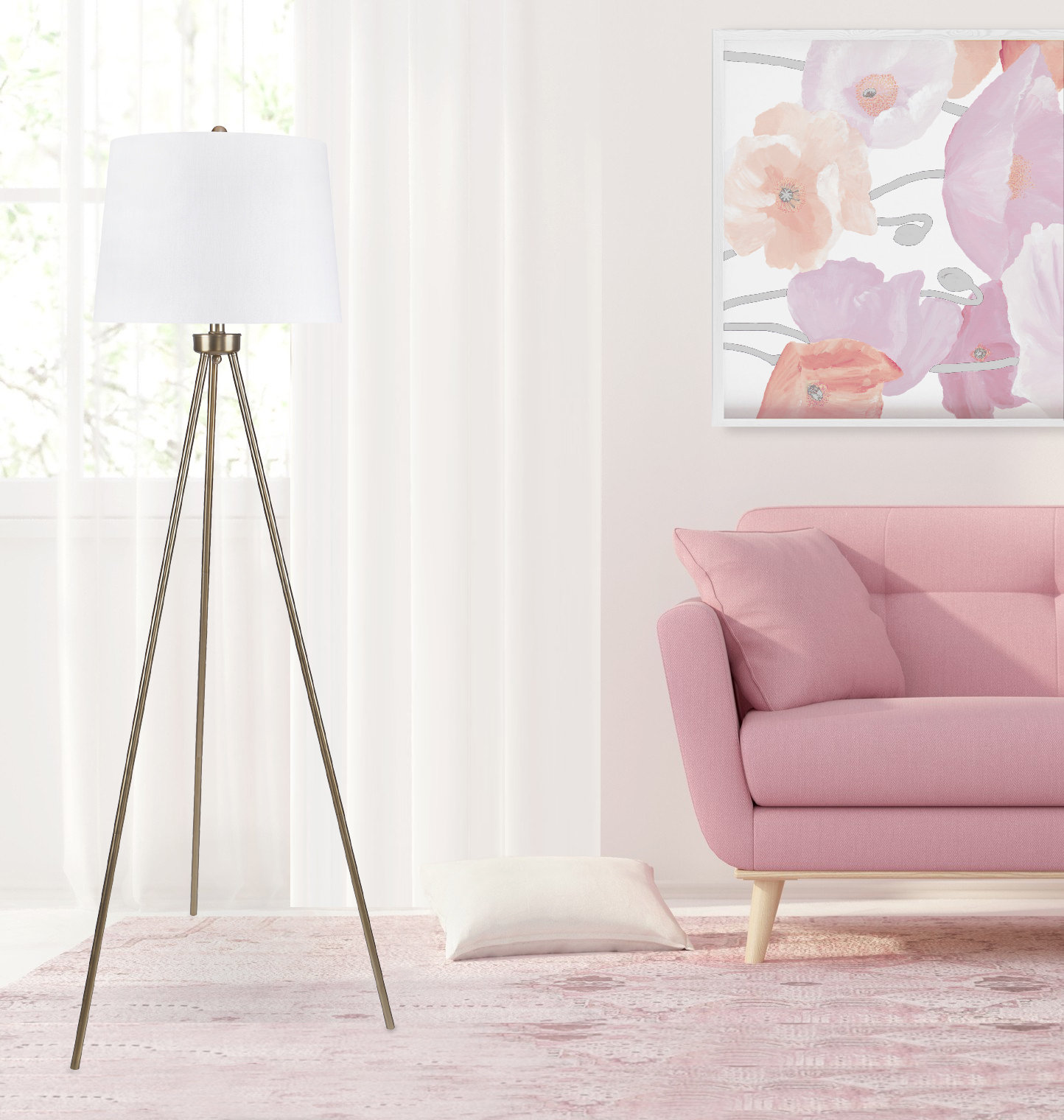 pink tripod floor lamp