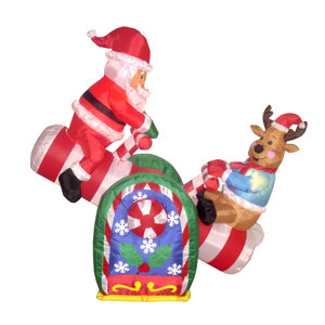 Christmas Inflatables Animated Santa Reindeer Teeter Totter Decoration