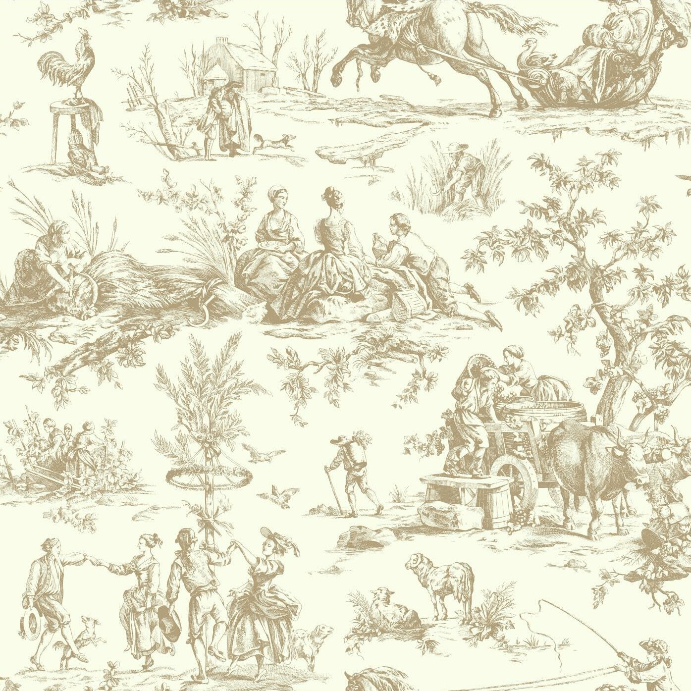 York Wallcoverings Ashford Toiles Seasons Toile 27 X 27 Scenic Roll Wallpaper Reviews Wayfair