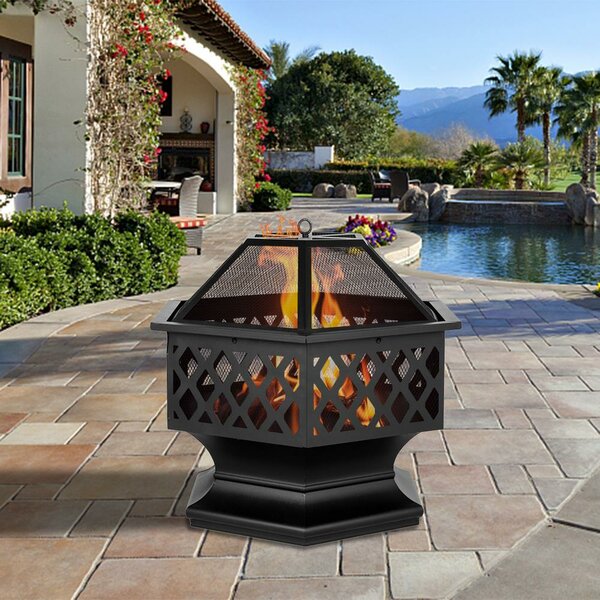 Charlton Home® Dalys Iron Wood Burning Fire Pit & Reviews