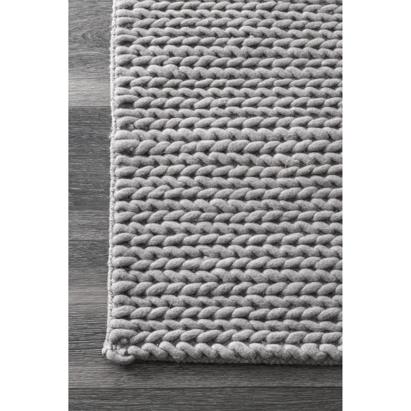 Langley Street Makenzie Handmade Braided Wool Light Gray Area Rug Langley Street Makenzie Handmade