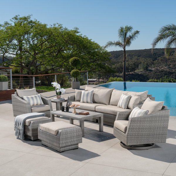 Wade Logan Johana 8 Piece Rattan Sofa Seating Group With Cushions Reviews Wayfair