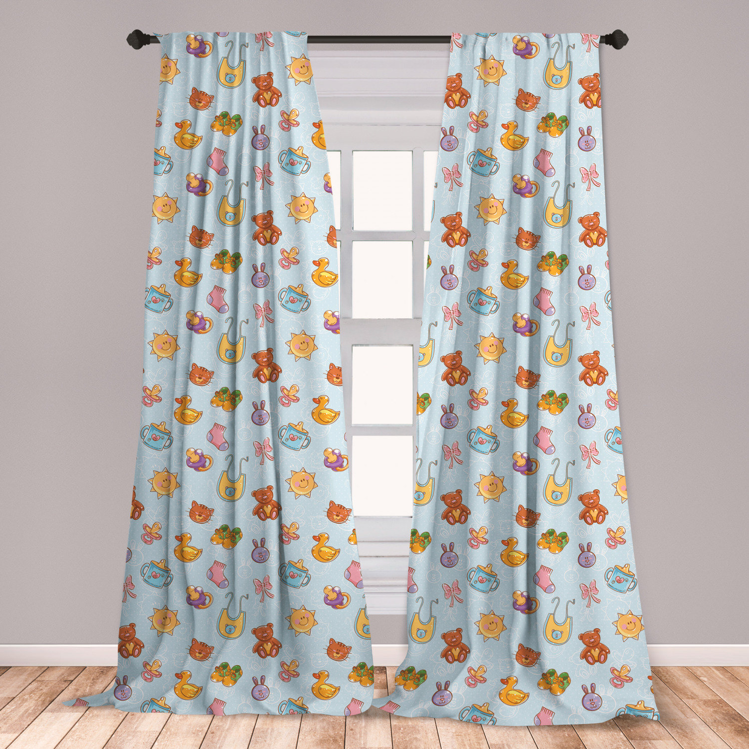 East Urban Home Ambesonne Baby Curtains Newborn Sun Teddy Bear