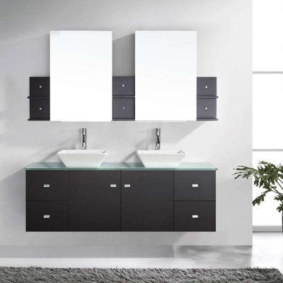 Bathroom Vanity Glass Top mercury row decastro modern 61" double bathroom vanity set with Bathroom Vanity Glass Top mercury row decastro modern 61" double bathroom vanity set with