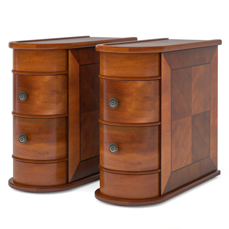 belanna solid wood enclosed 2 - drawer end table set color: brown