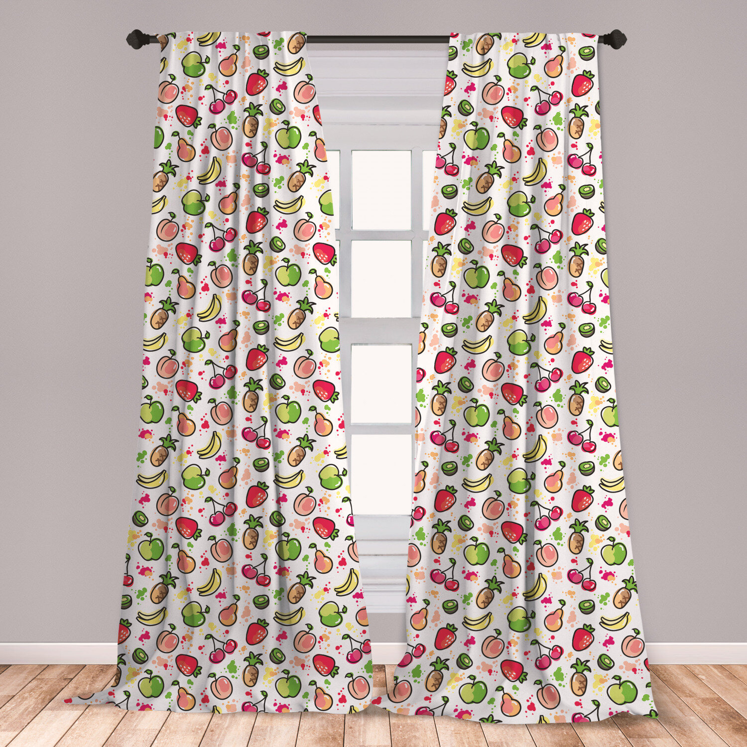 East Urban Home Ambesonne Fruits Curtains Watercolor Pear