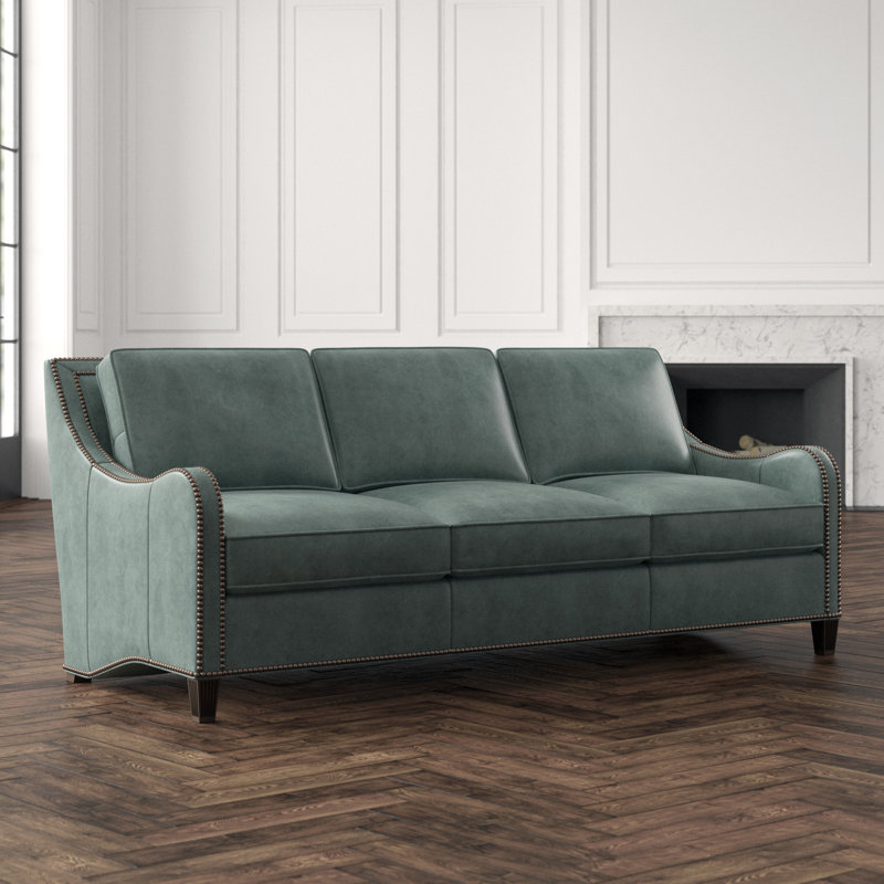 Tommy Bahama Home Twin Palms Genuine Leather 84 5 Tuxedo Arm Sofa