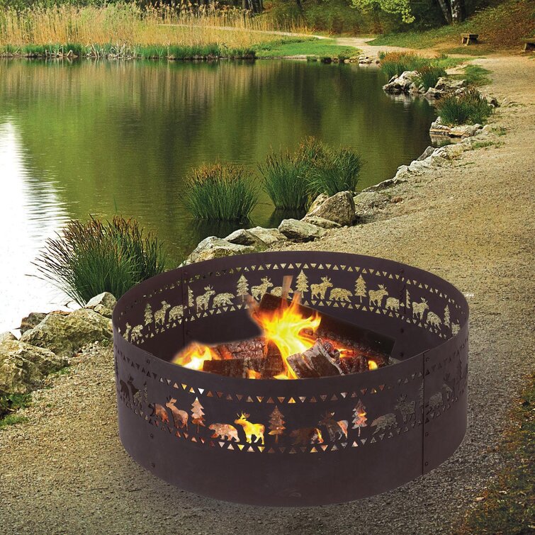 x 12 in Fire Pit Ring Steel Wilderness Design 36 in Outdoor Camping Backyard 