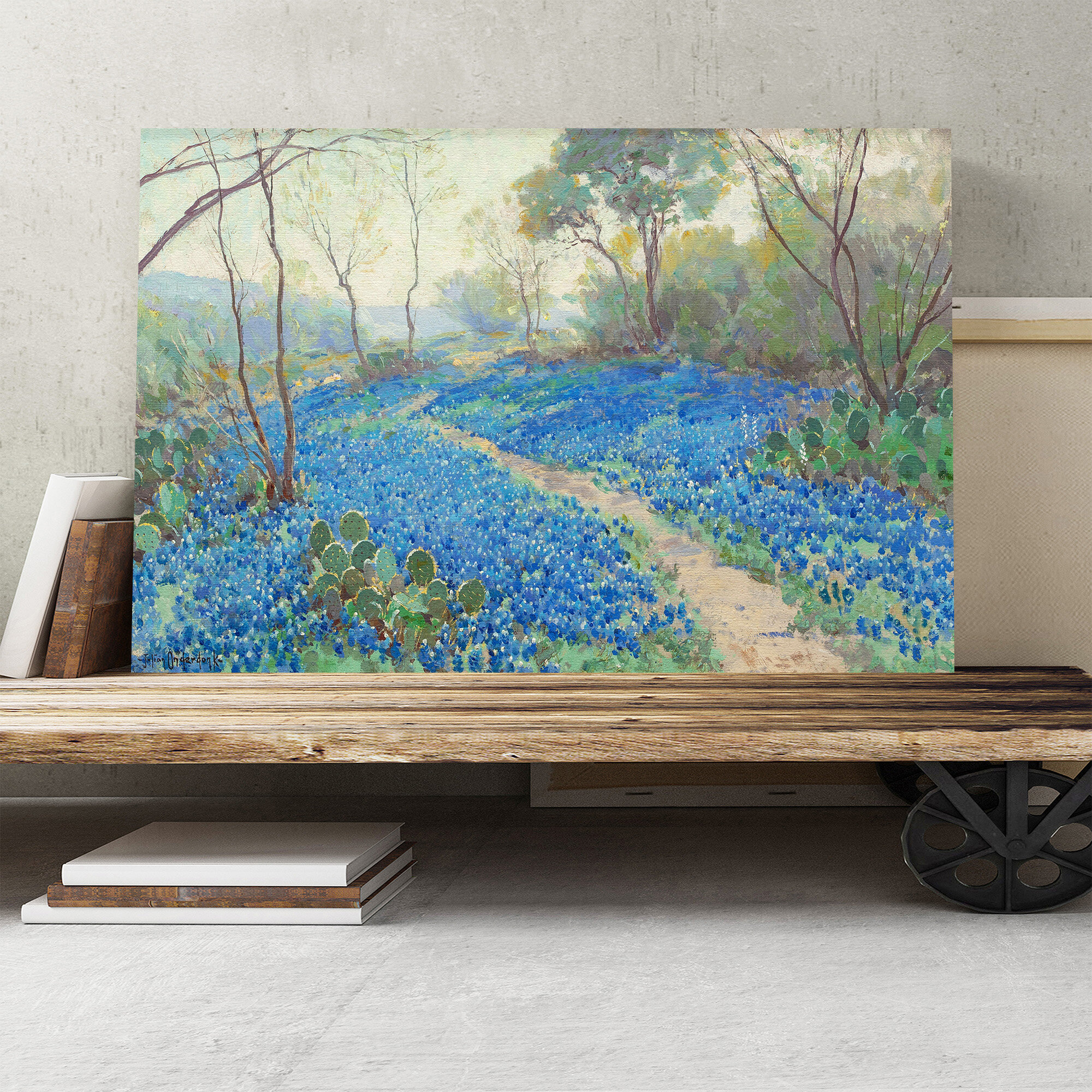 Big Box Art Hillside Of Blue Bonnets By Julian Onderdonk Painting Print On Canvas Wayfair Co Uk