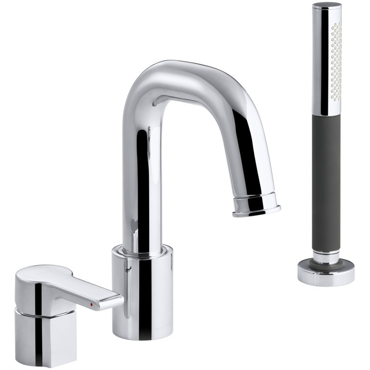 Singulier Single Handle Deck Mounted Roman Tub Faucet with Diverter and  Handshower