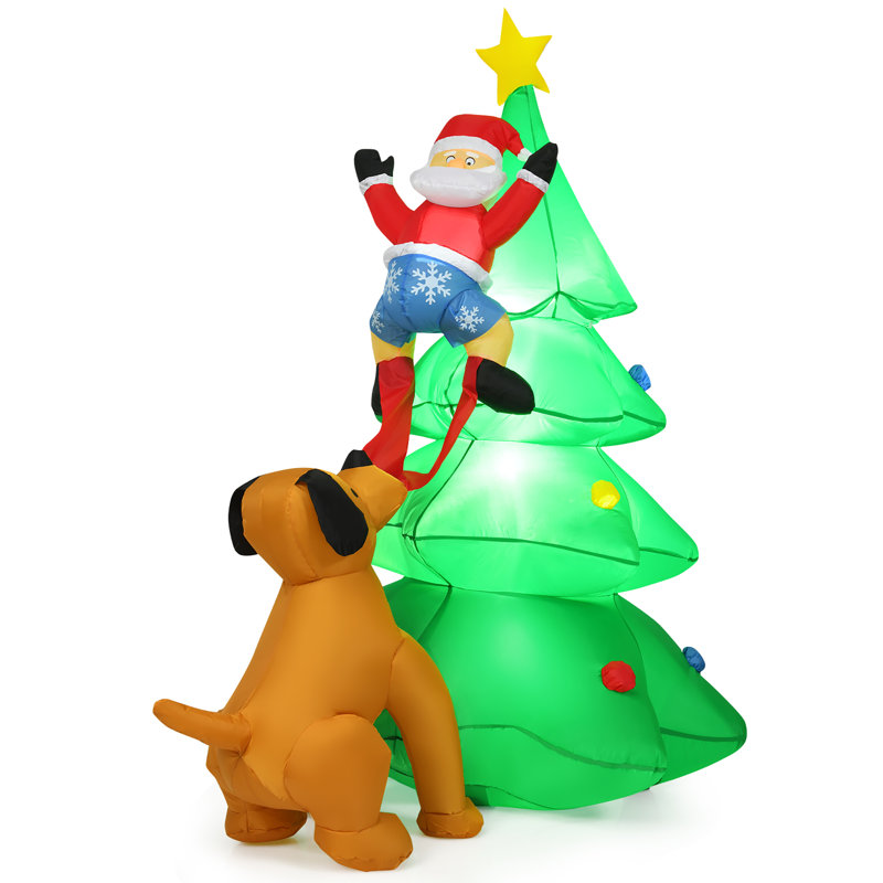 The Holiday Aisle 6 5ft Christmas Inflatable Tree Santa Decor W Led Lights Outdoor Yard Decoration Wayfair