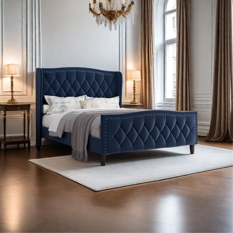 Kailiah Upholstered Platform Bed Color: Blue, Size: Full