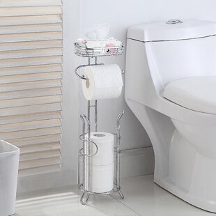 InterDesign Axis Free Standing Toilet Paper Holder for Bathroom Chrome