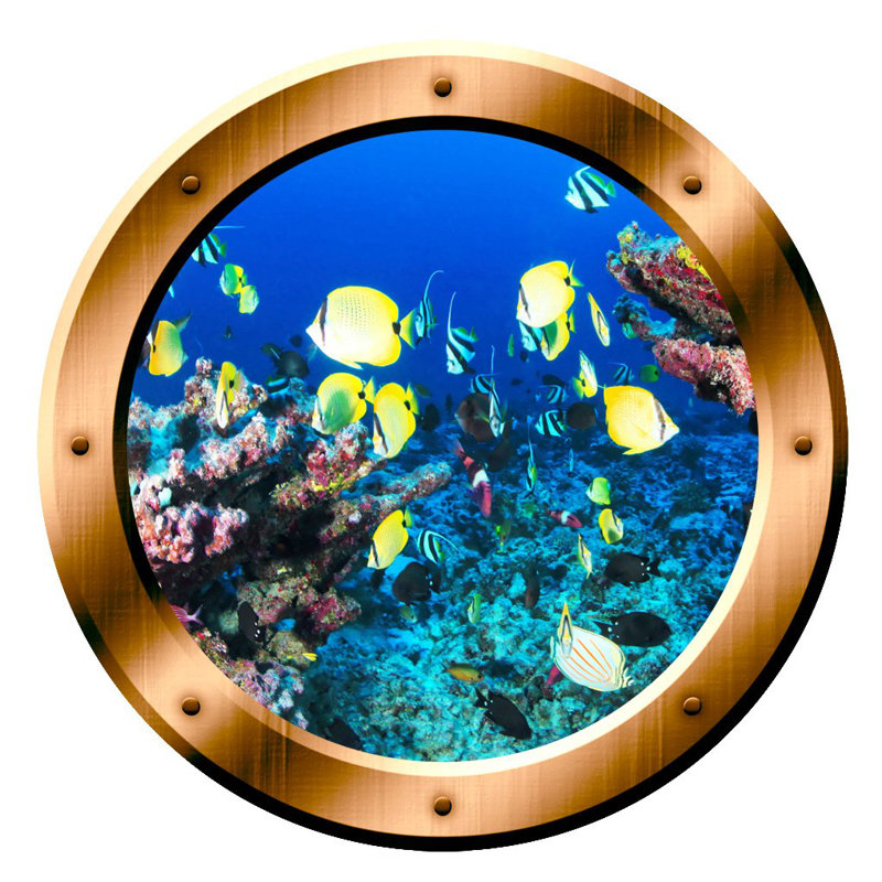 East Urban Home Ocean Coral Reef Porthole Wall Decal Reviews Wayfair