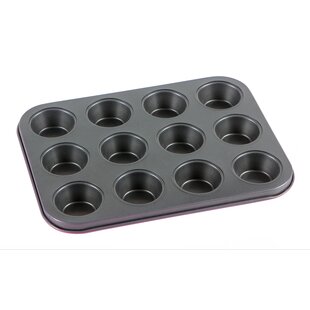 VLUNT 2 PCS Carbon Steel Muffin Tray Cupcake Moulds Non-Stick 6-Cup Small Pastry Moulds Bakeware Mold Tools Heart-shaped 