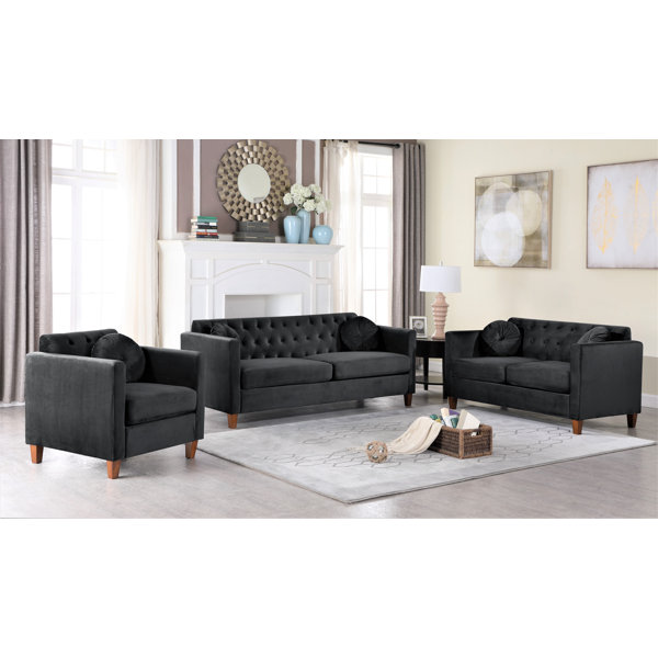 Mercer41 Persaud Classic Chesterfield 2 Piece Living Room Set Reviews Wayfair