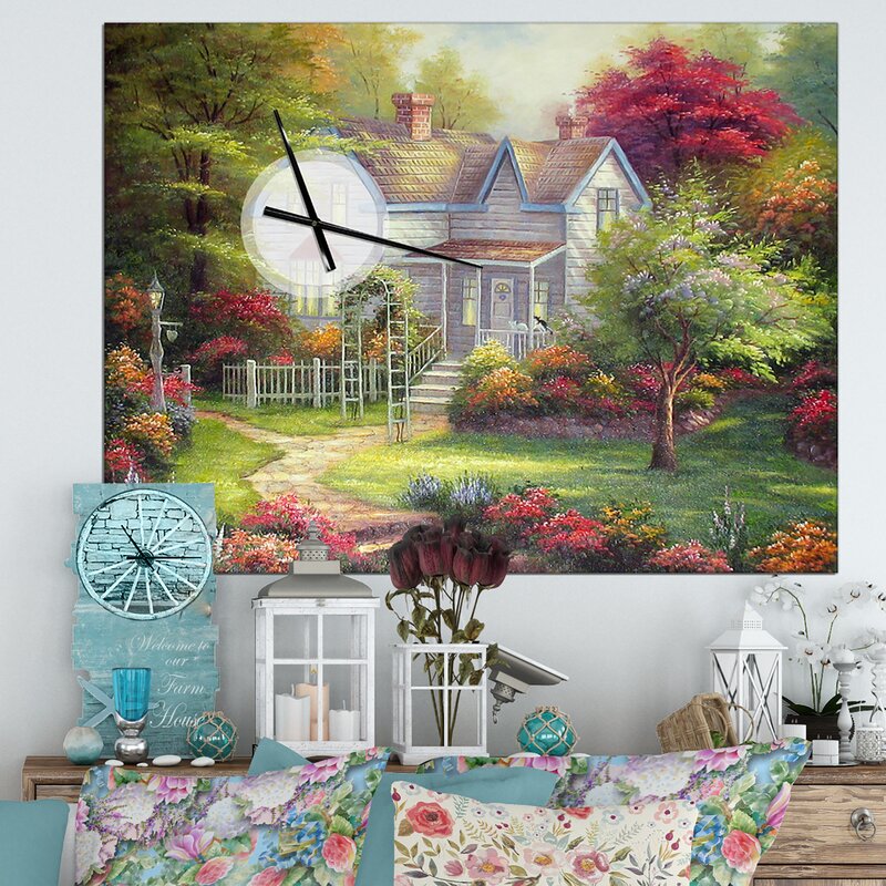 Contemporary Wall Art - The Home Oil Painting Floral Wall Clock