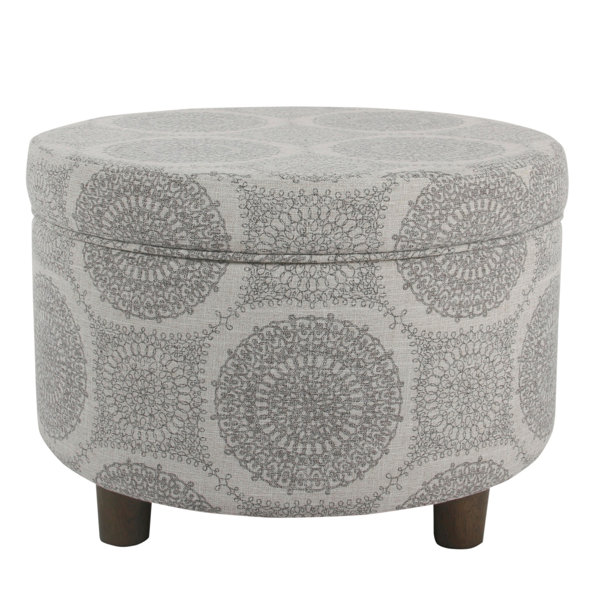 Dakota Fields Wooden Ottoman with Medallion Patterned ... Ottoman art in geometric patterns on wood.