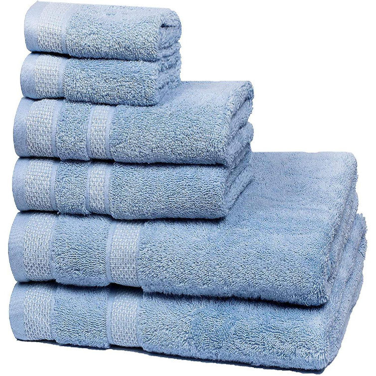 600 GSM Hotel & Spa Decorative Kitchen & Bathroom Egyptian Cotton 6 Piece Towel Set, Includes 2 Bath Towels 2 Hand Towels 2 Washcloths
