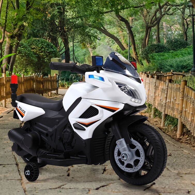 6v Ride on Motorcycle Kids Black & White Lil Police Patrol Battery Powered Cars for sale online