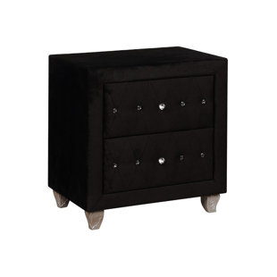 Go to store & view more images Stoughton Upholstered Solid Wood 2 Drawer Nightstand by Everly Quinn