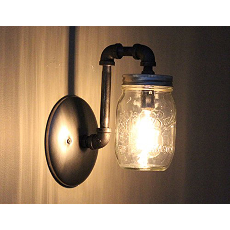 August Grove Aida Mason Jar 1 Light Armed Sconce Aida Mason Jar 1 Light Armed Sconce
