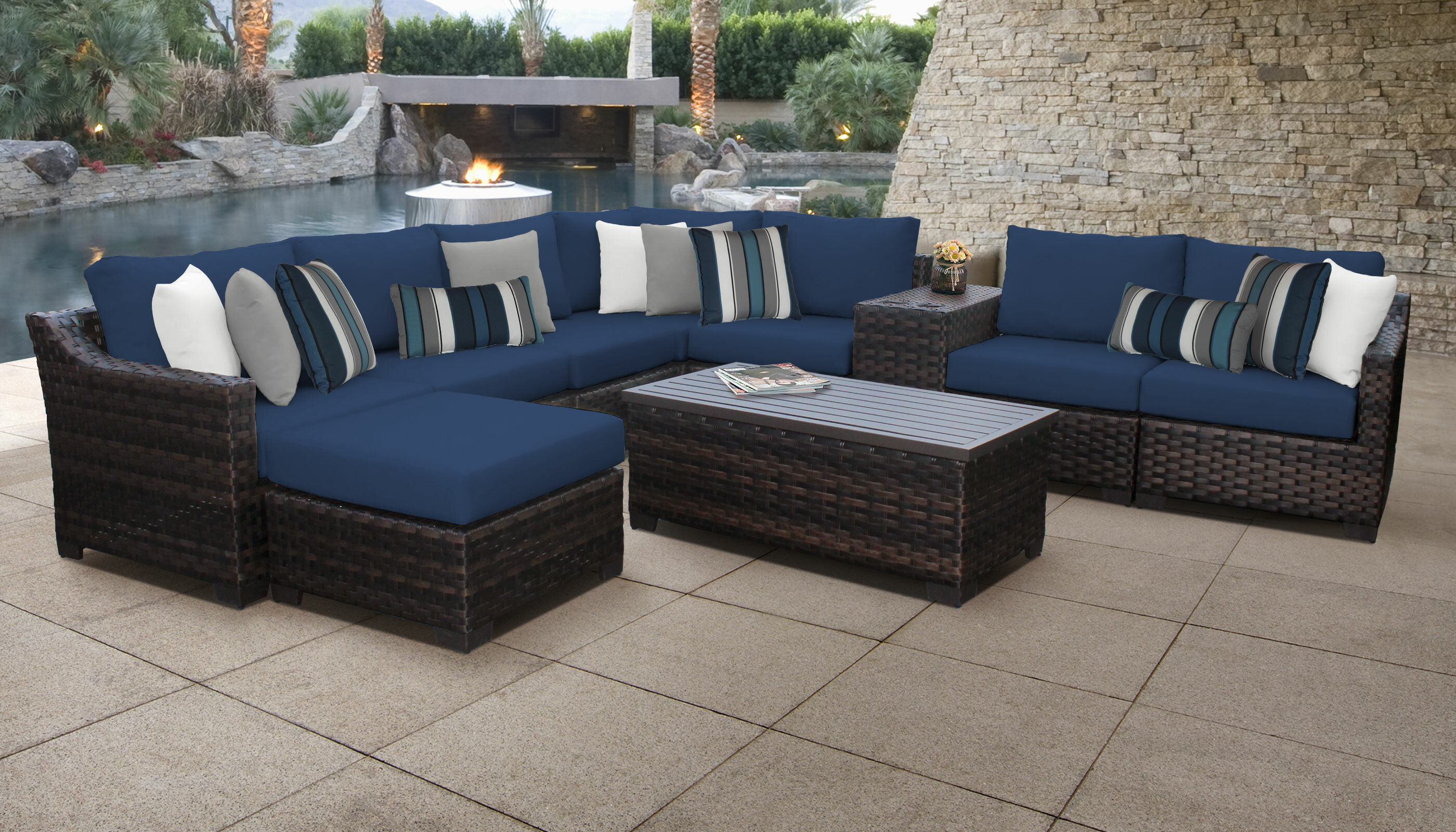 kathy ireland Homes & Gardens by TK Classics Wicker/Rattan 8 - Person ...