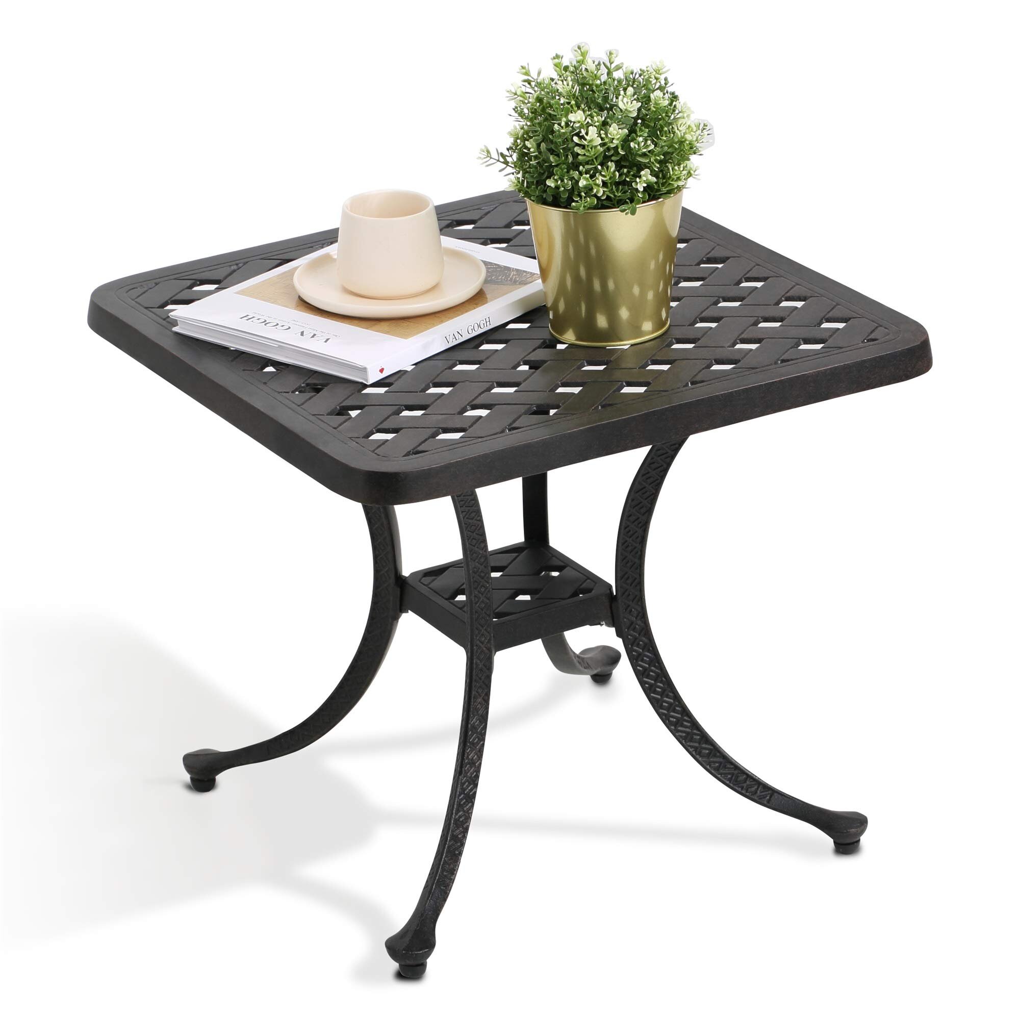 cast aluminum patio side table