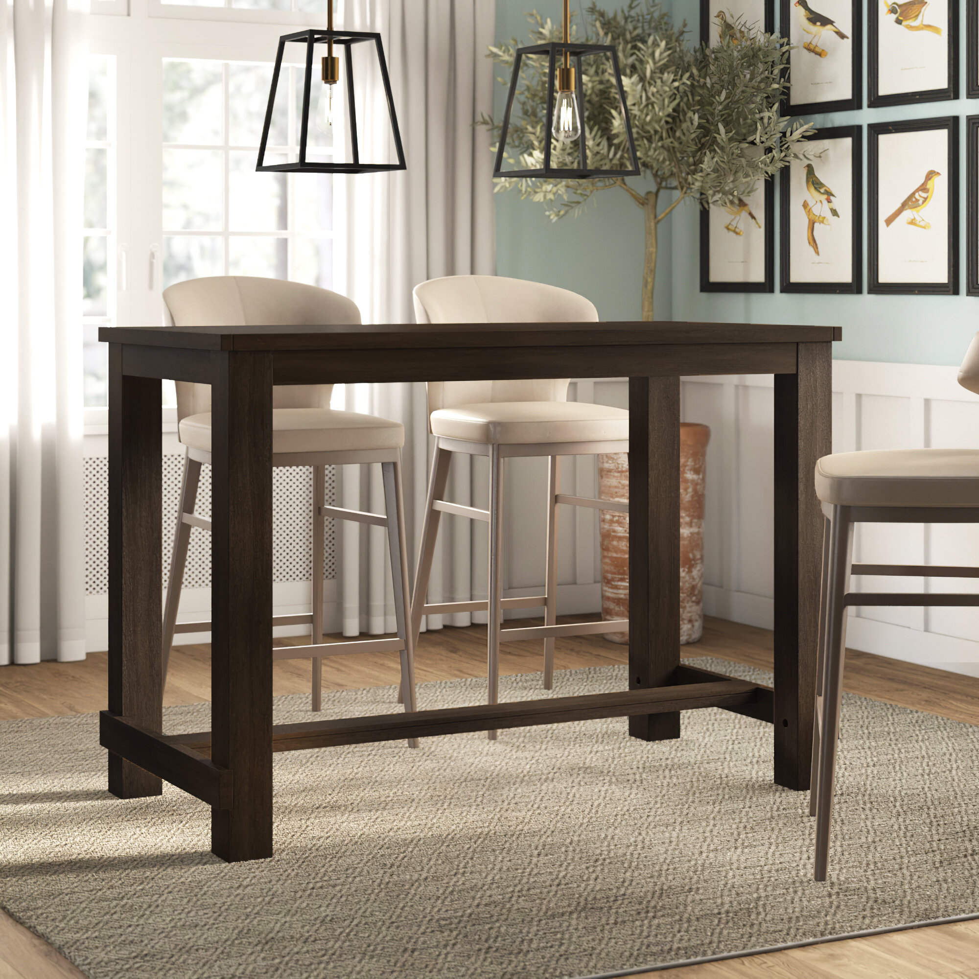 Pub Height Dining Table Grey Farmhouse Rectangle Wood Weathered