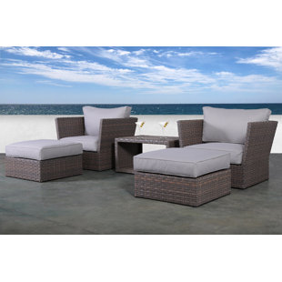 Cody 5 Piece Rattan 2 Person Seating Group with Cushions