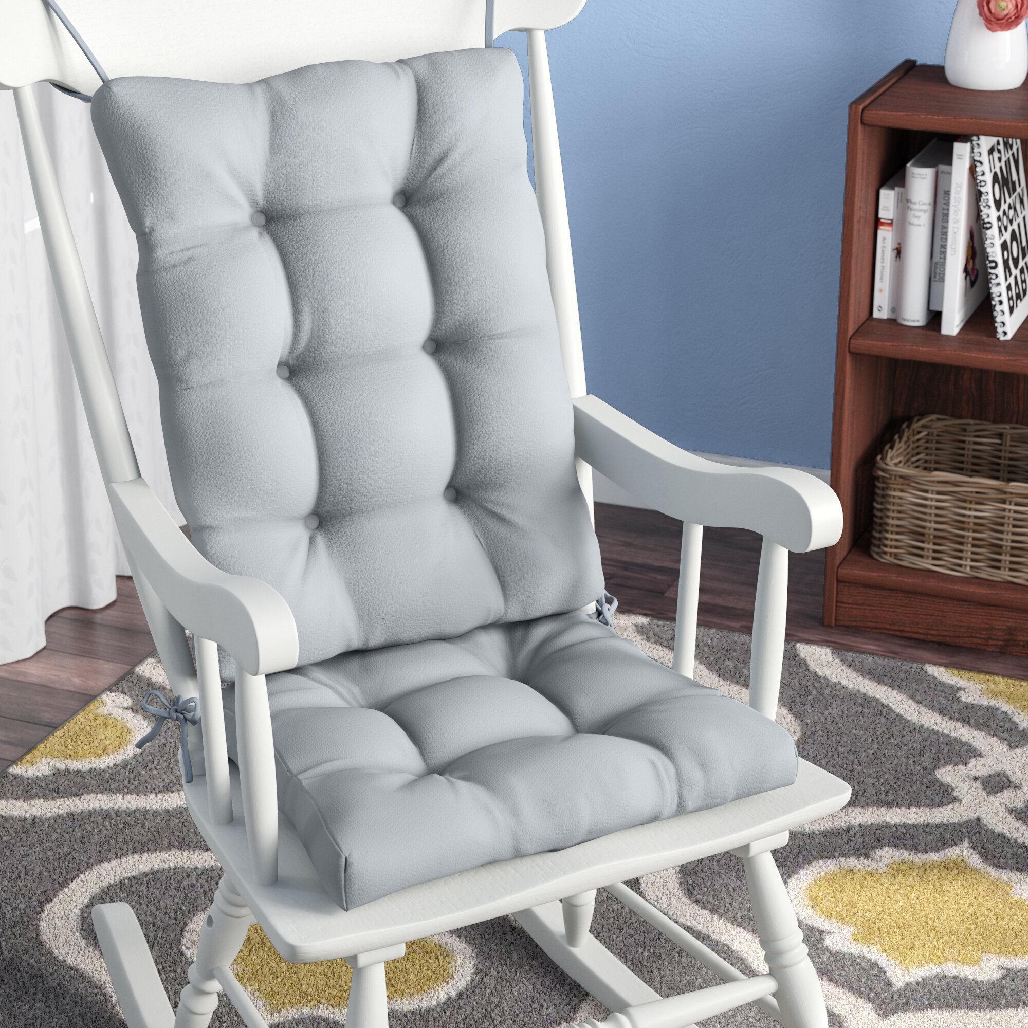 gray rocking chair cushion set