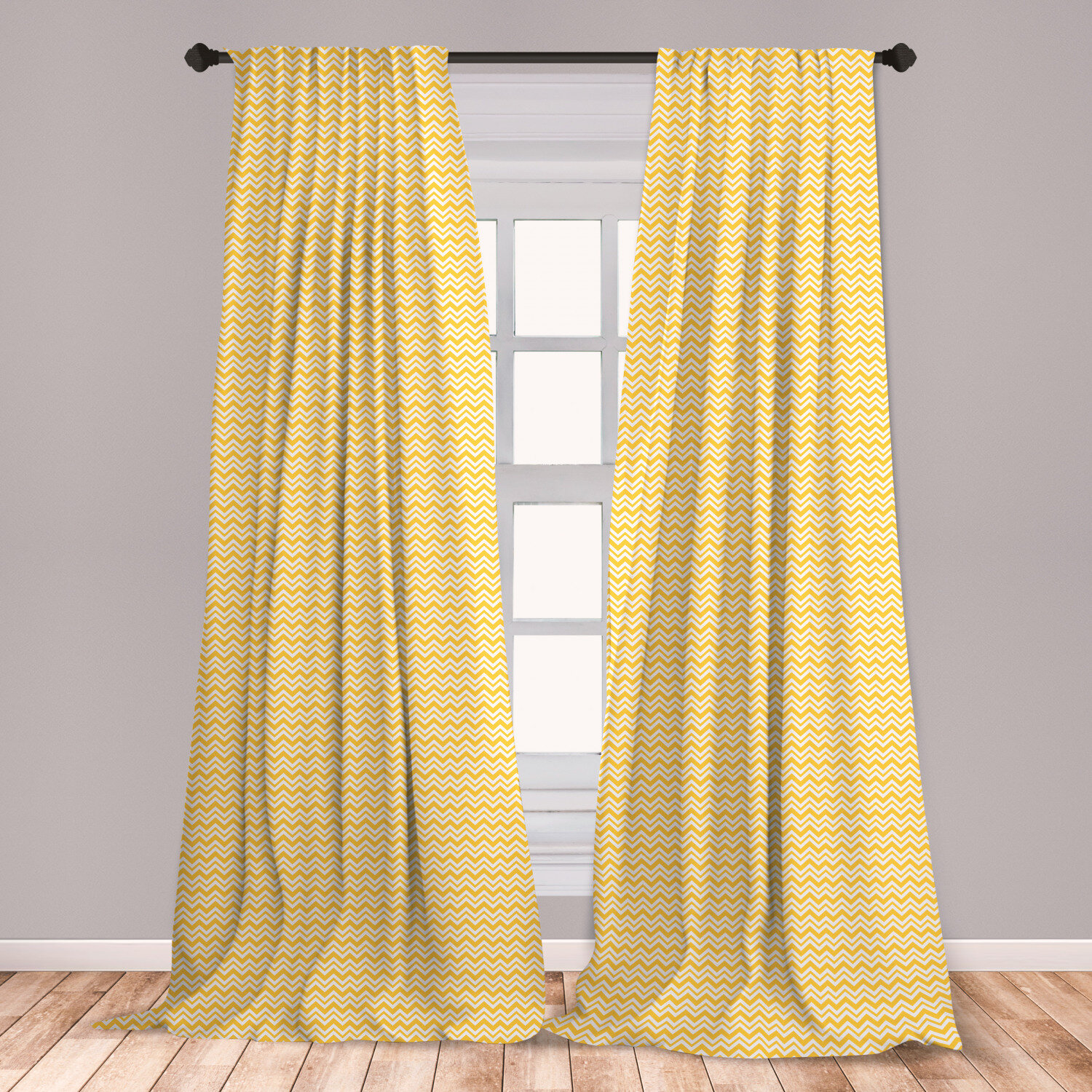 Ambesonne Geometric 2 Panel Curtain Set Chevron Zigzags Herringbone Pattern Summer Inspirations Abstract Shapes Design Lightweight Window Treatment