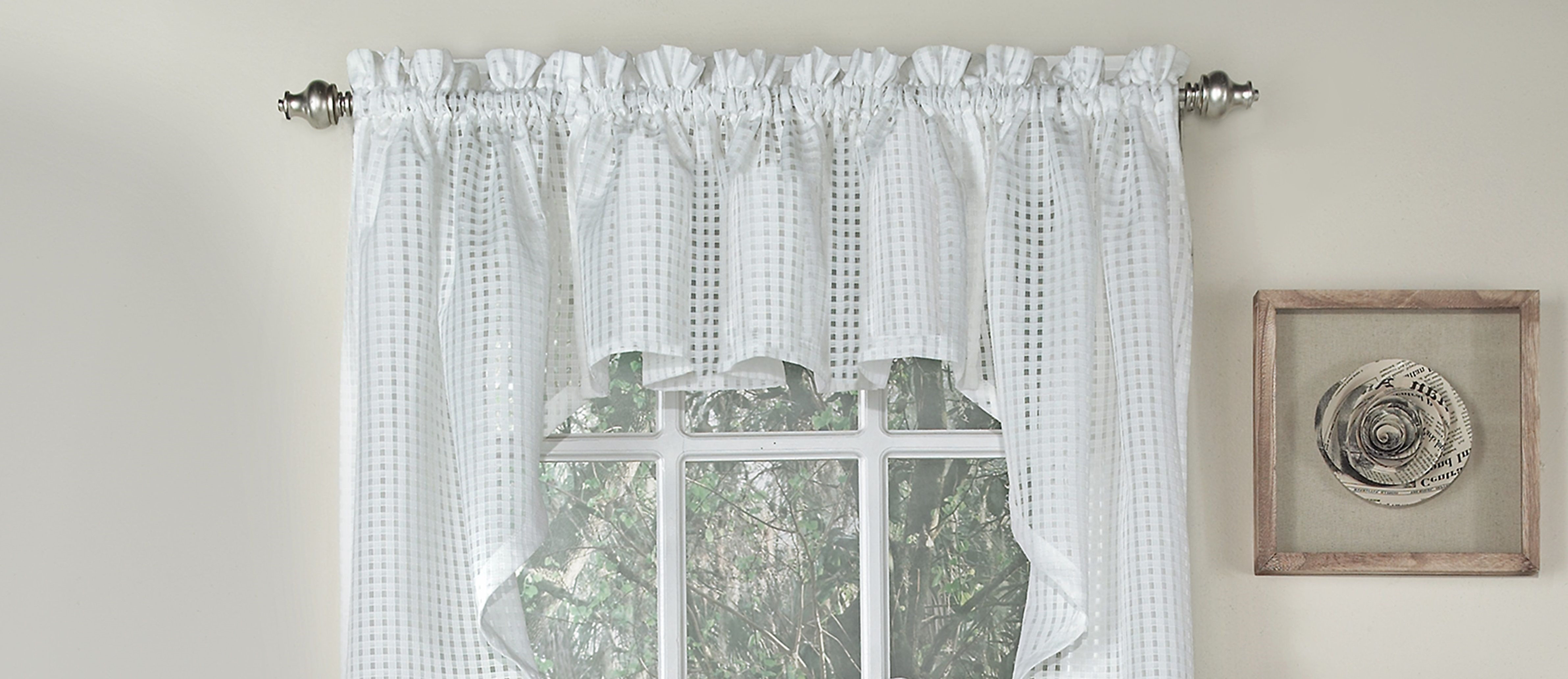 Curtains Blinds White Sheer Ruffled Cafe Curtains Romantic