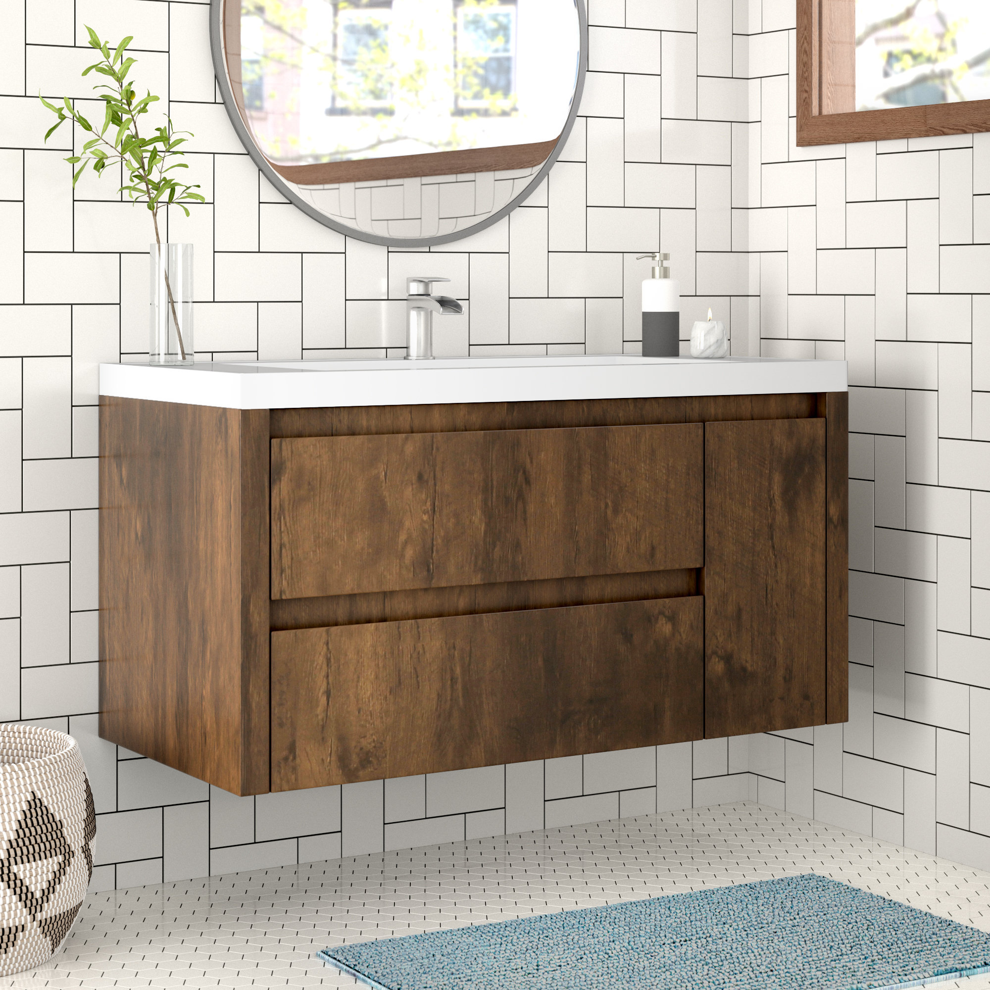 Foundstone Valerie 42 Wall Mounted Single Bathroom Vanity Set Reviews Wayfair Wall Mounted Single Bathroom Vanity Set