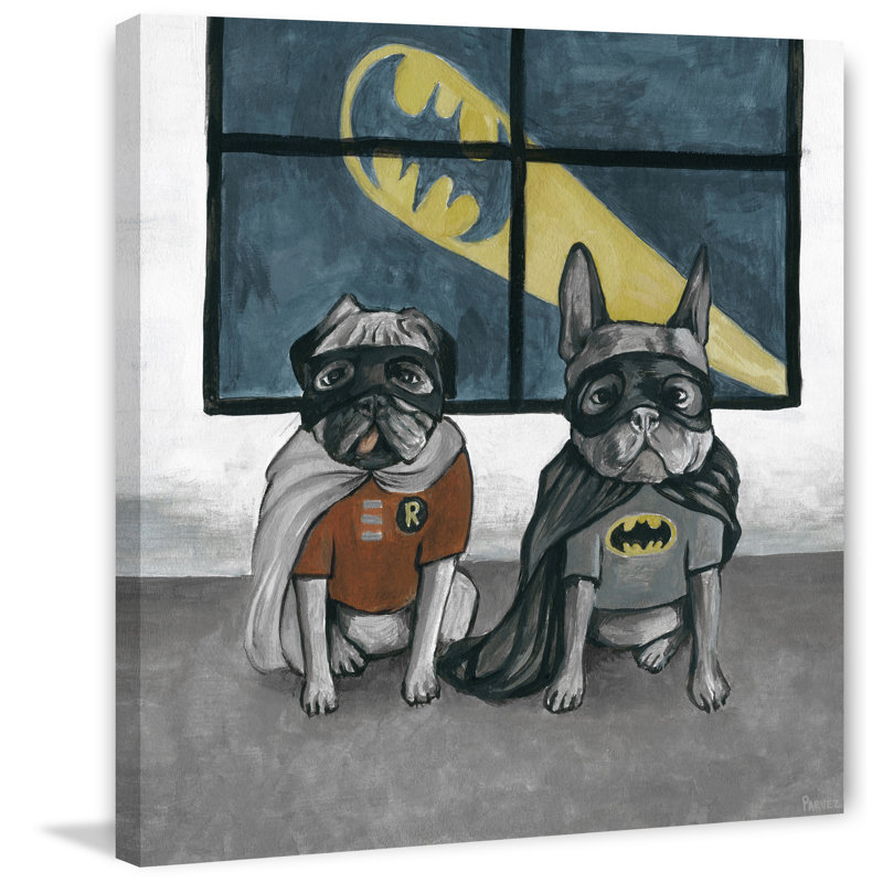 Wrought Studio Superhero Bulldogs By Parvez Taj Wrapped Canvas Painting Print On Canvas Reviews Wayfair