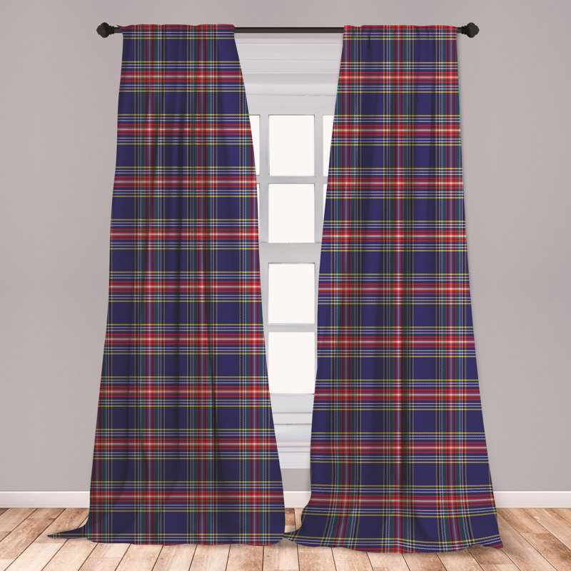 East Urban Home Ambesonne Plaid Curtains Old Fashioned Scottish Tartan Country Style With Geometric Look Abstract Arrangement Window Treatments 2 Panel Set For Living Room Bedroom Decor 56 X 63 Multicolor
