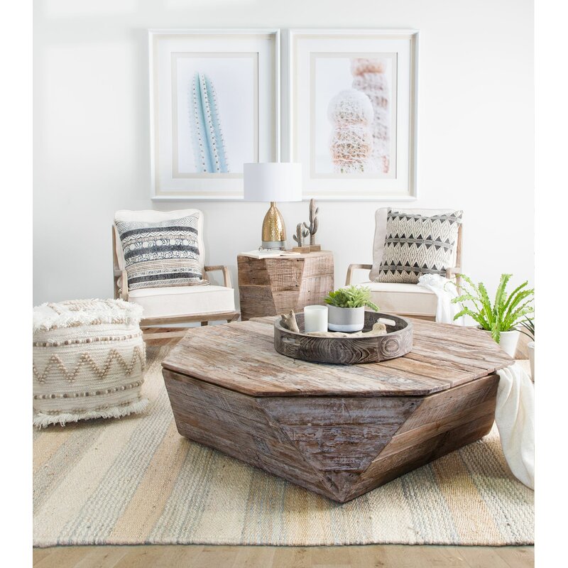 Union Rustic Phillips Solid Wood Block Coffee Table with Storage | Wayfair