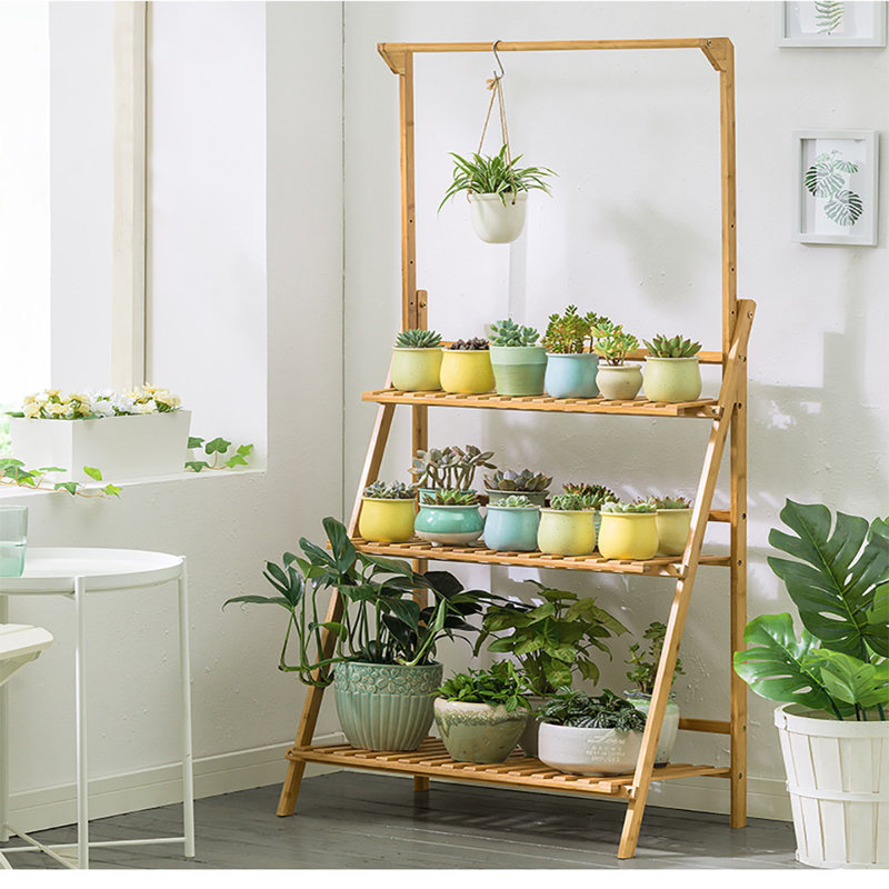 FASESH Bamboo Hanging Plant Stand Planter Shelves Flower