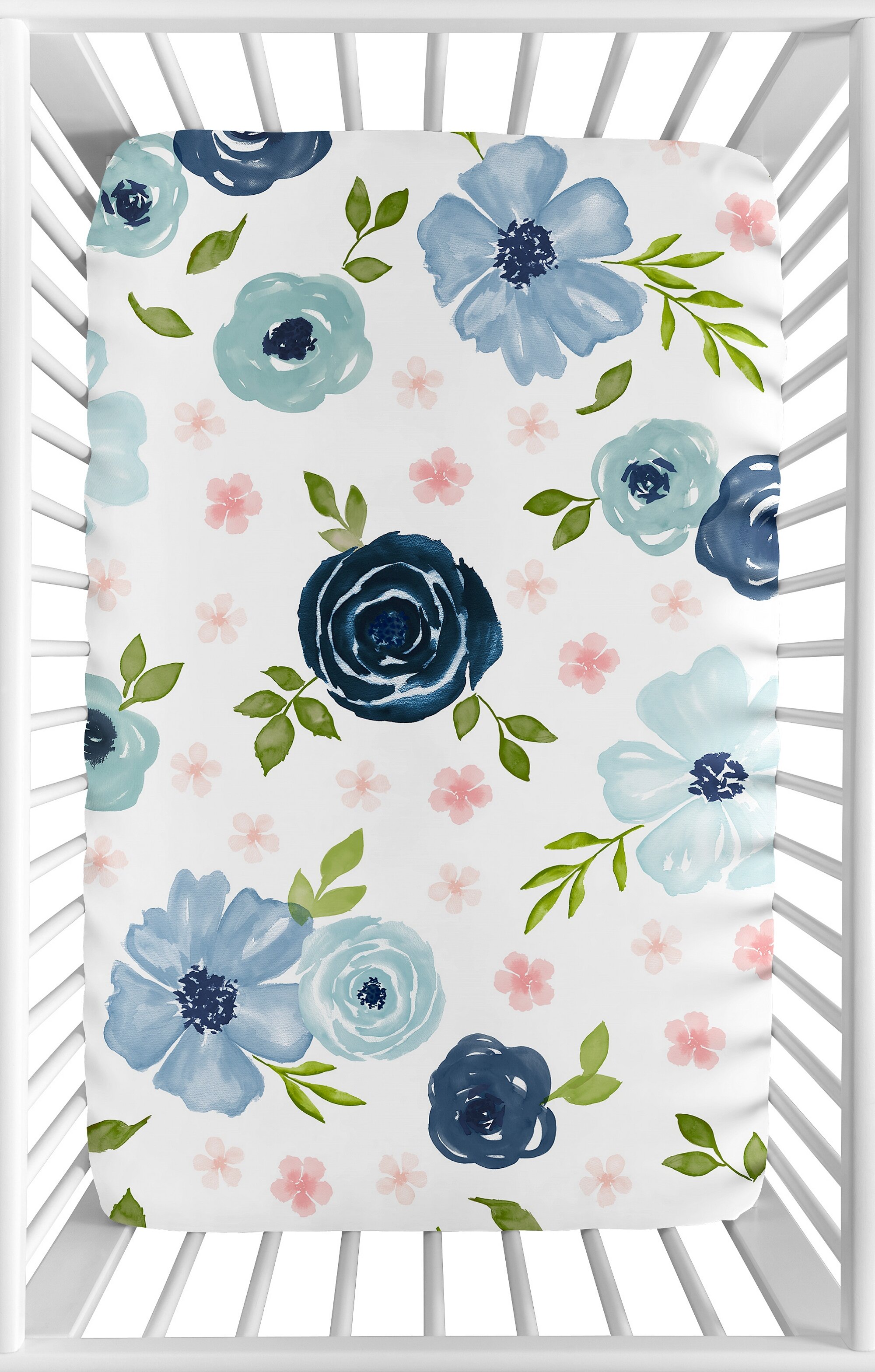 watercolor floral crib sheet