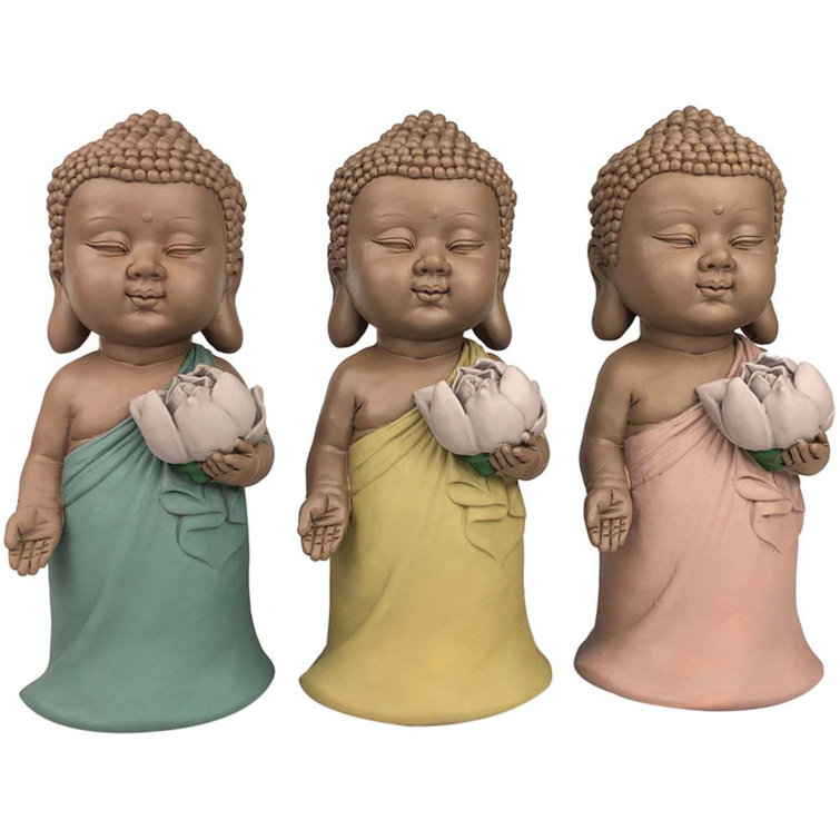 Latitude Vive Mbolu 3 Piece Lotus Flower Buddhas Set | Wayfair.co.uk