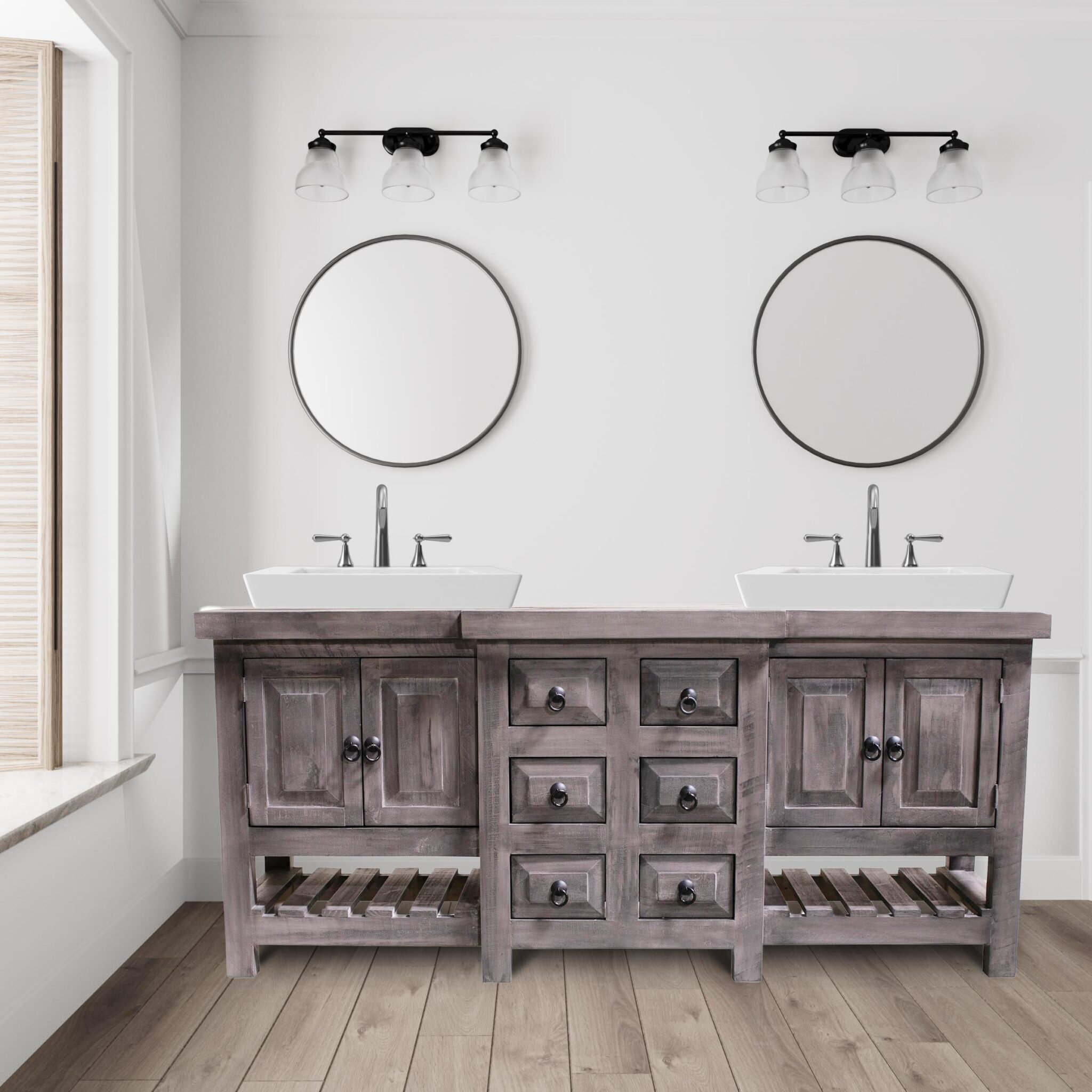 Gracie Oaks Sherissa 72'' Freestanding Double Bathroom Vanity with Solid Wood Vanity Top Wayfair