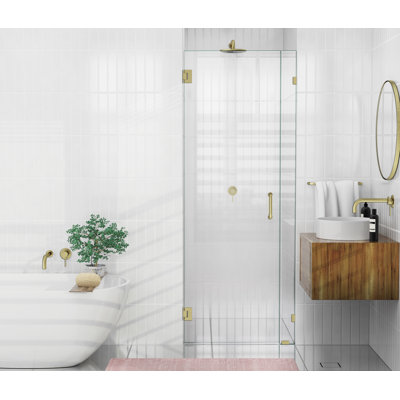 (Incomplete )Illume 31 in. x 78 in. Fully Frameless Wall Hinge Shower Door