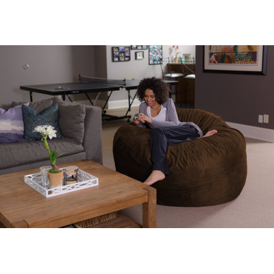 Bean Bag Chair - Shredded Foam Filled Round Pouf Chair - Plush, Ultra Soft Memory Foam Filled Bean Bag Chair with Microsuede Cover - Stuffed Foam Filled Furniture and Accessories for Dorm Room - Multiple sizes 5 Ft or 6 Ft