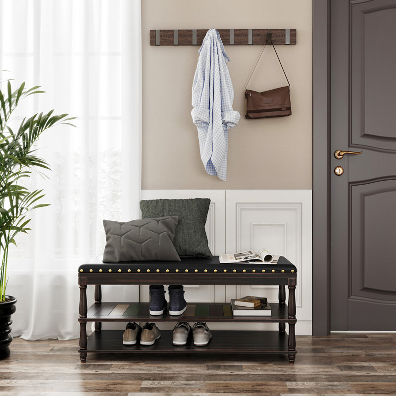 Charlton Home Vasagle Shoe Bench With Turned Wood Legs For 9 Pairs