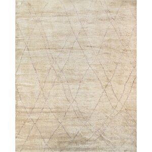 Moroccan Hand-Knotted Ivory Area Rug