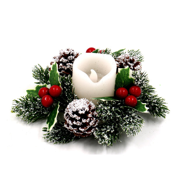 The Holiday Aisle Christmas Decoration Snow Dusted Garland Tealight Holder Reviews Wayfair