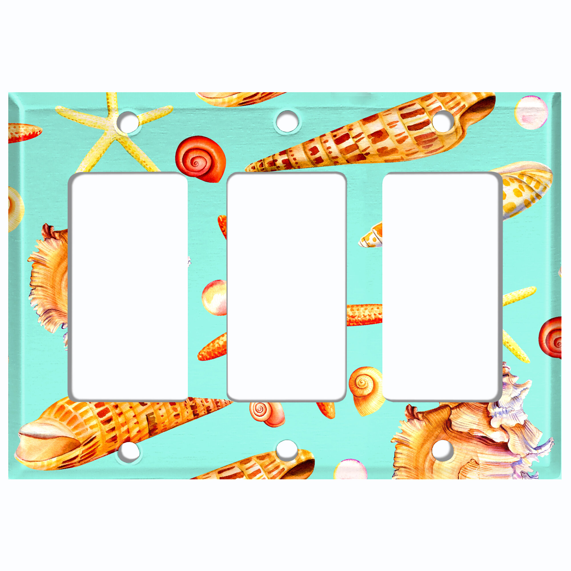 WorldAcc Sea Shell Conch 3-Gang Rocker Wall Plate | Wayfair