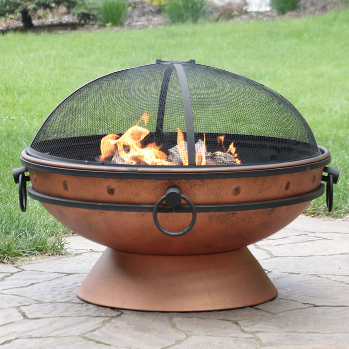 Charlton Home Neoma Royal Cauldron Steel Wood Burning Fire Pit