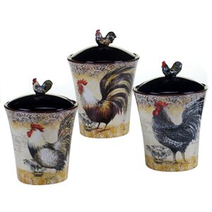 Vintage Rooster 3 Piece Storage Jar Set